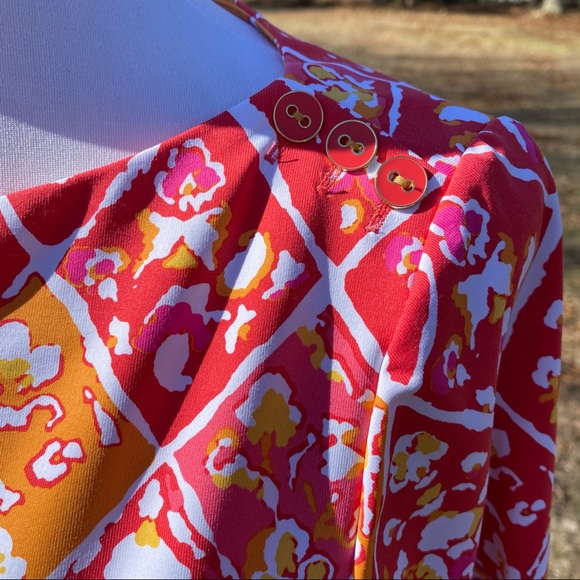 J. McLaughlin Pink and Orange Patterned Top - Picture 3 of 10